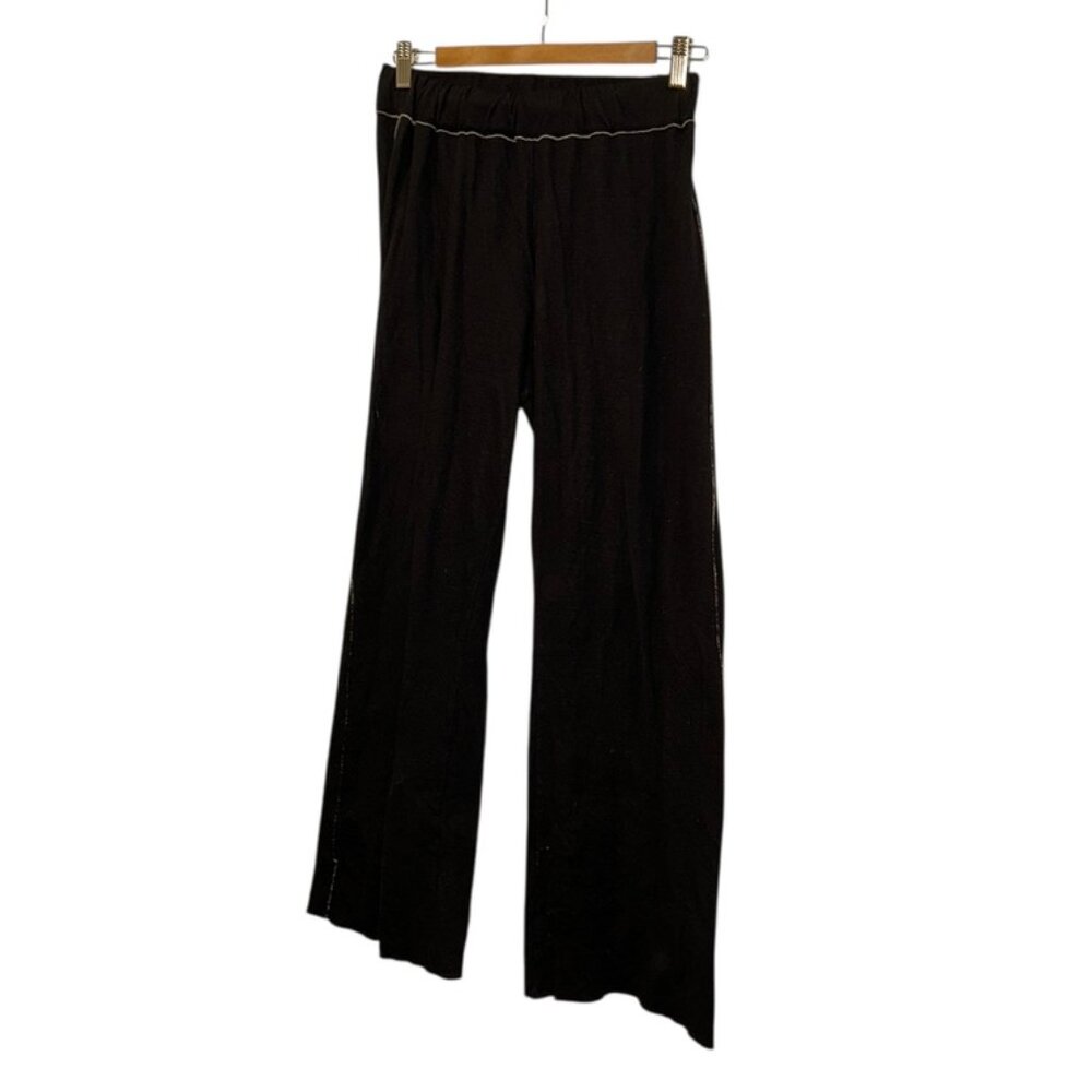 Goldie Lewinter organic black jersey knit white trim lounger pants S SOFT SOFT